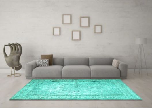 5x8 Turquoise Machine Washable Persian Traditional Rug