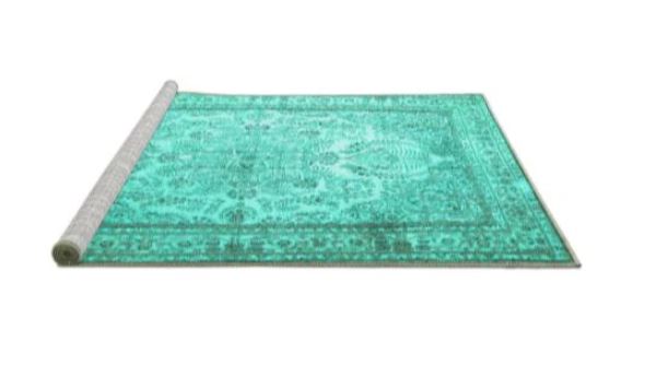 5x8 Turquoise Machine Washable Persian Traditional Rug