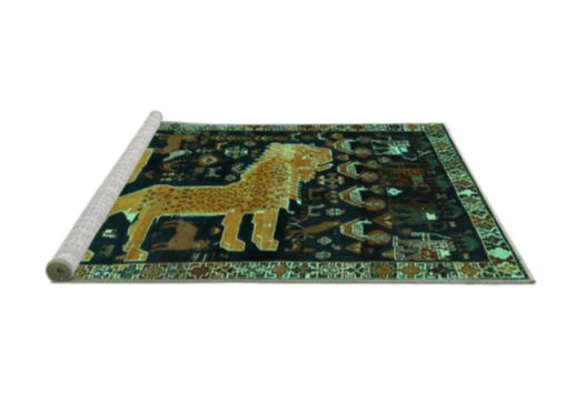 2x5  Runner Turquoise Machine Washable Animal Traditional Rug