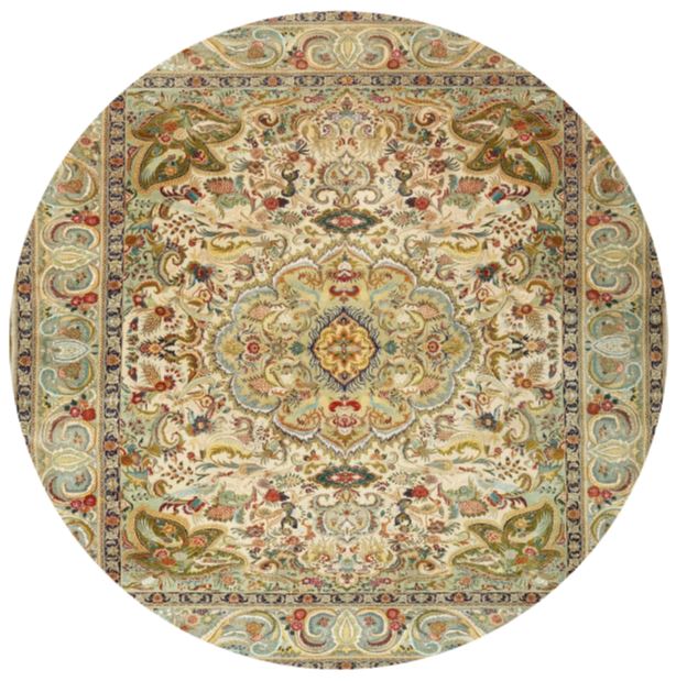 Round 8ft Light Brown Traditional Persian Area Rug