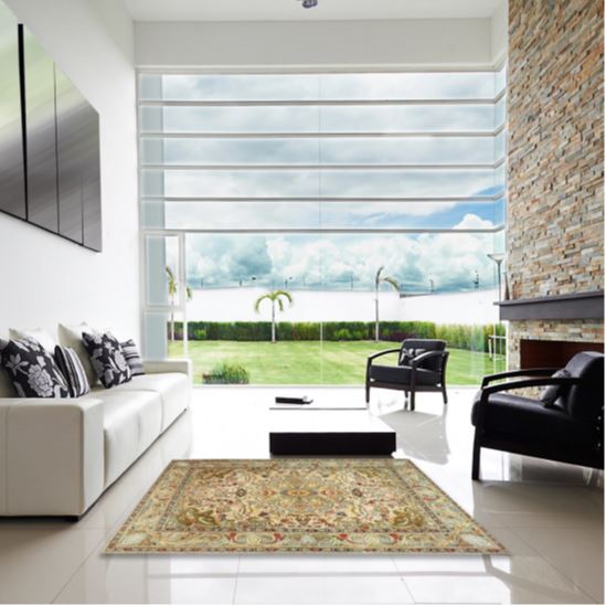 Square 7ft Light Brown Traditional Persian Area Rug