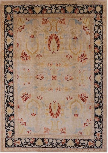 7x9 Sienna Brown Mid-Century Modern Oriental Area Rug