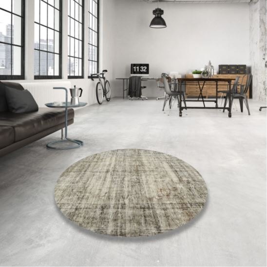 Round 6ft Khaki Green Contemporary Modern Area Rug