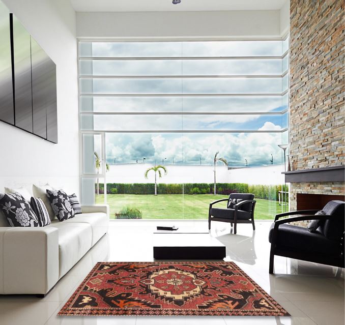 Square 5ft Rust Pink Traditional Medallion Rug