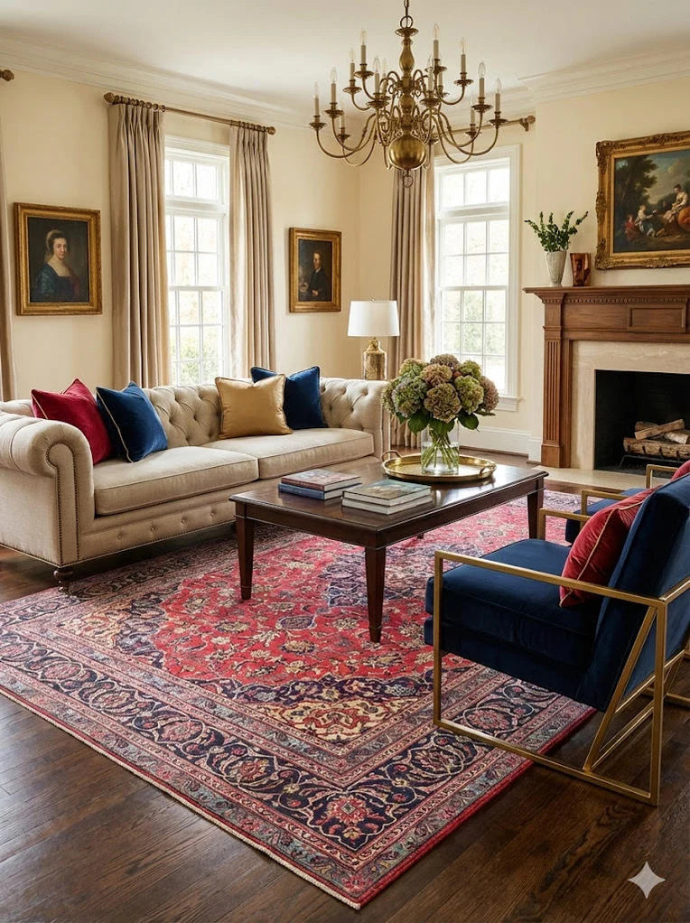 8x12 Red Traditional Saffron Medallion Area Rug