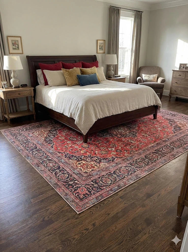 8x12 Red Traditional Saffron Medallion Area Rug