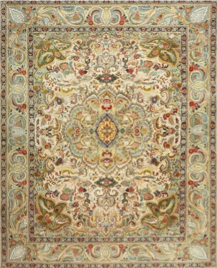 Square 7ft Light Brown Traditional Persian Area Rug