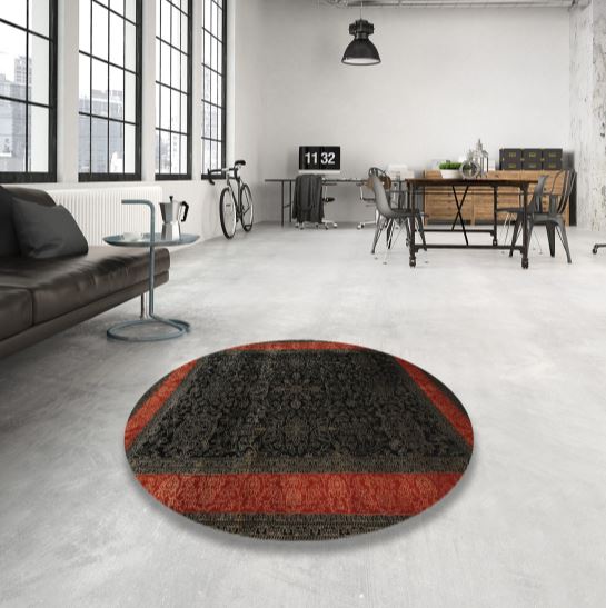 Round 5ft Red Traditional Persian Rug