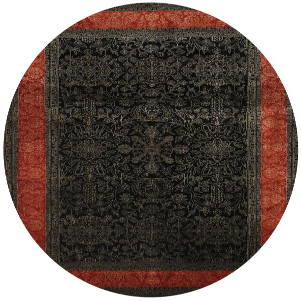 Round 5ft Red Traditional Persian Rug