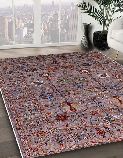 7x10 Red Brown Mid-Century Modern Oriental Rug