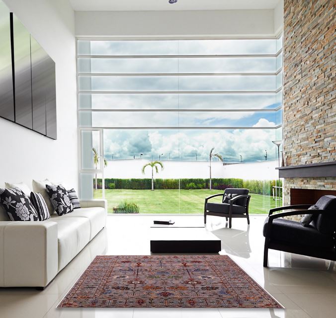 7x10 Red Brown Mid-Century Modern Oriental Rug