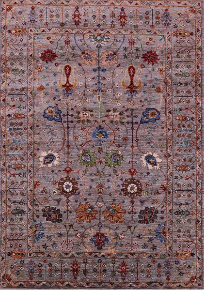 7x10 Red Brown Mid-Century Modern Oriental Rug