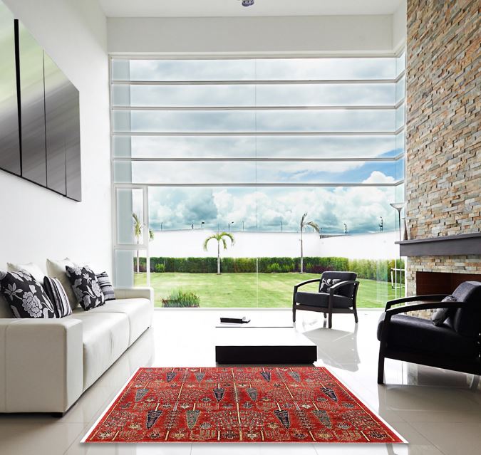 8x10 Red Mid-Century Modern Oriental Rug