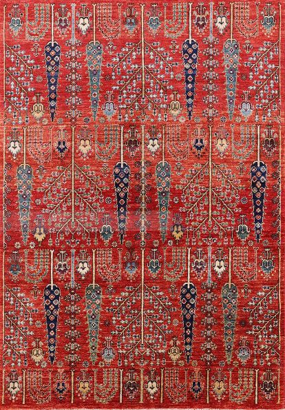 8x10 Red Mid-Century Modern Oriental Rug