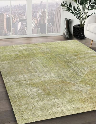 6x9 Copper Green Traditional Persian Rug