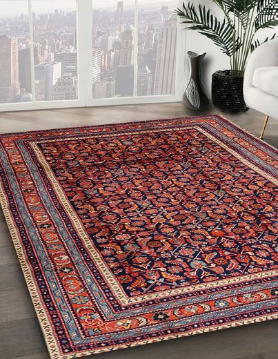 7x9 Orange Salmon Pink Traditional Persian Rug