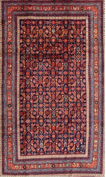 7x9 Orange Salmon Pink Traditional Persian Rug