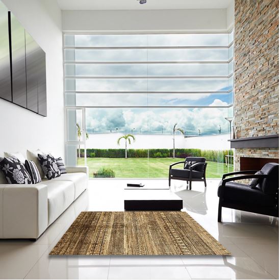 7x9 Brown Sand Brown Abstract Modern Rug