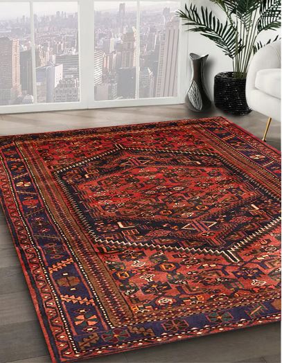 7x9 Dark Sienna Brown Traditional Persian Rug