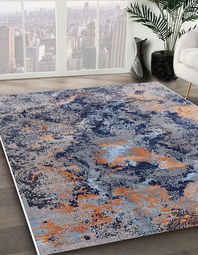 5x7 Dark Gray Mid-Century Modern Oriental Rug