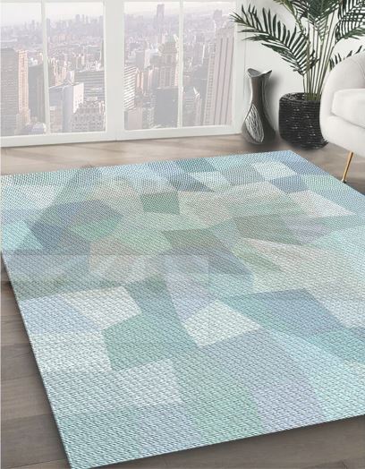 7x9 Blue Machine Washable Transitional Rug