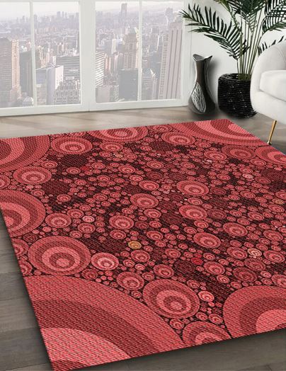 5x7 Cranberry Red Patterned Rug