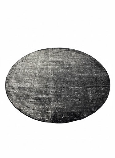 8ft Round Black Abstract Modern Area Rug