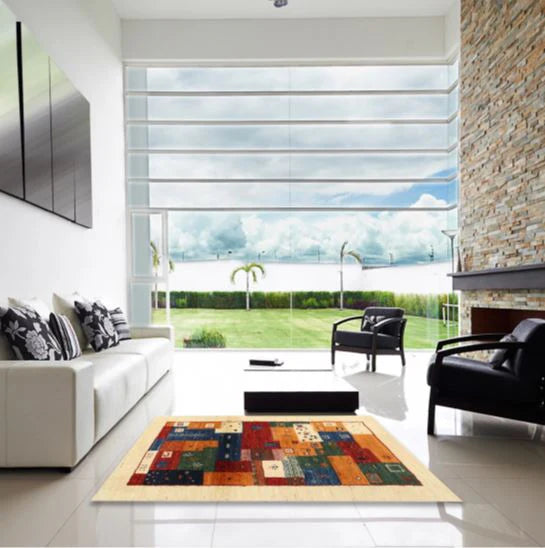 6x9 Brown Red Machine Washable Contemporary Rug