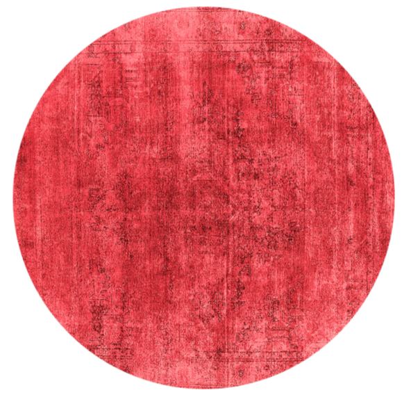 Round 6ft Red Machine Washable Oriental Industrial Rug