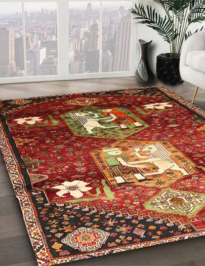 5x8 Red Animal Traditional Area Rug