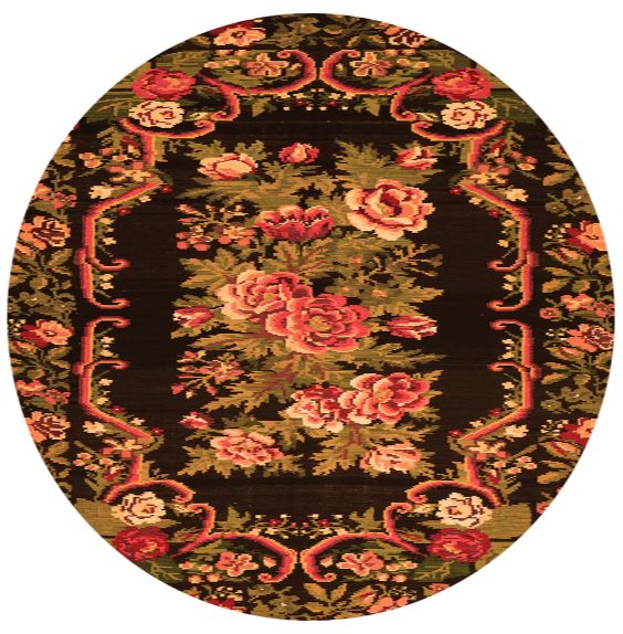 Round 5ft Orange Machine Washable Medallion French Rug