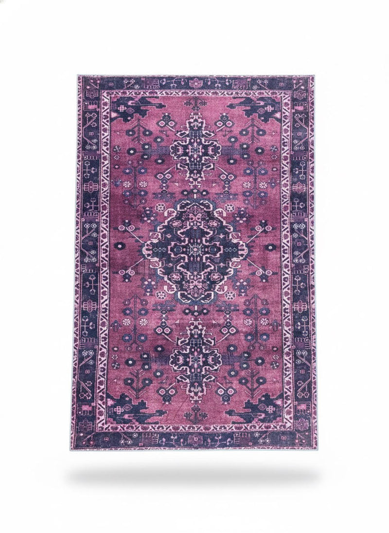 6' x 9' Vintage Plum / Purple Muted Lavender Medallion Rectangular Area Rug