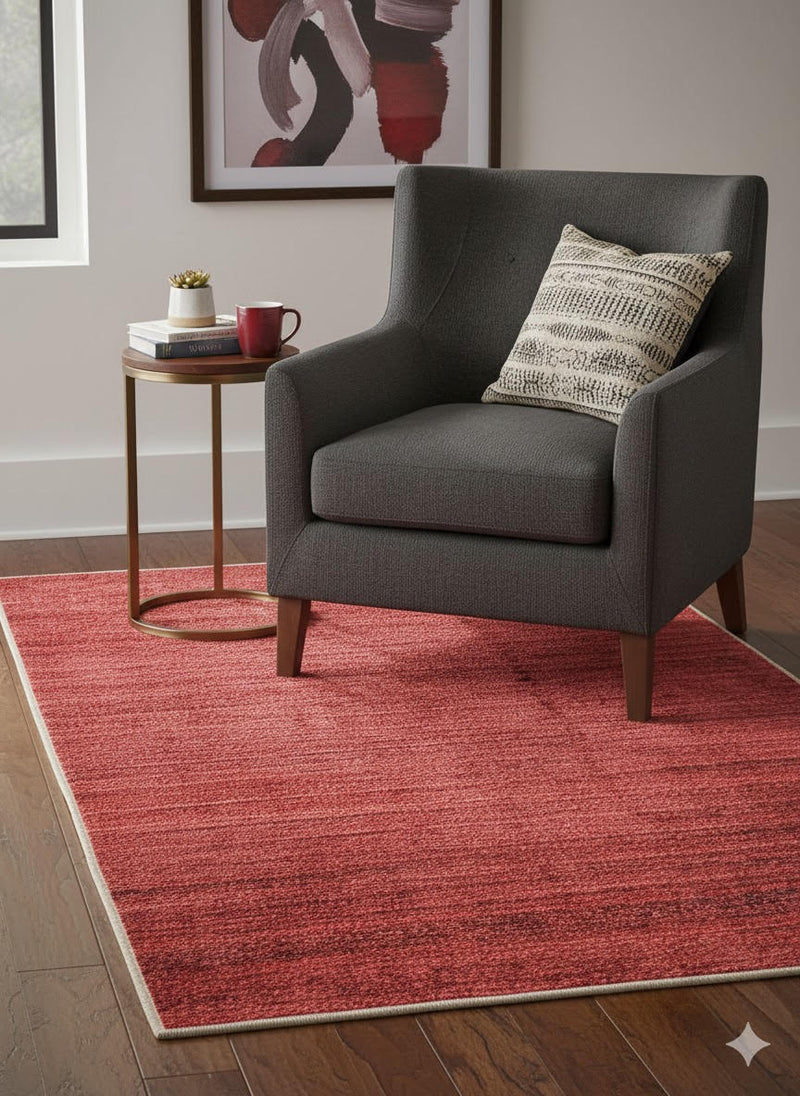 4' x 6' Dusty Rose with Light Beige Border Solid Area Rug