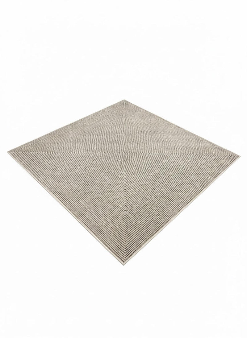 5' x 5' Square Neutral Beige Warm Ivory Light Sand Textured Area Rug