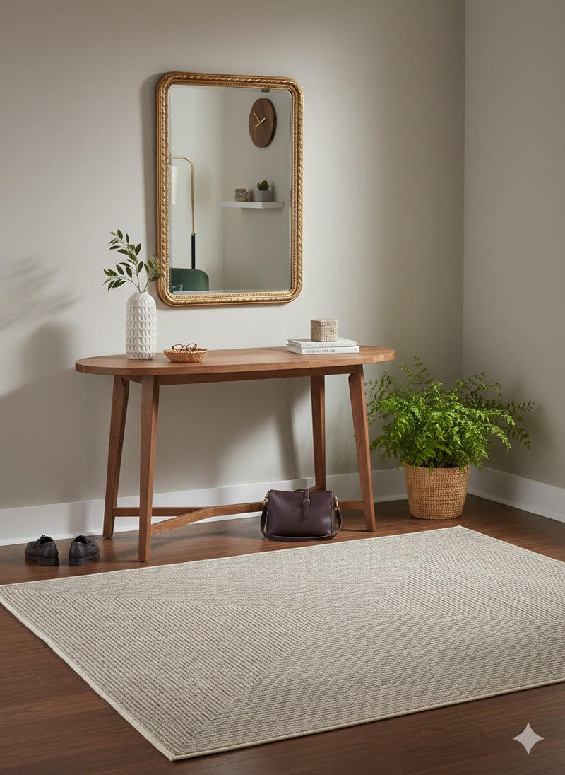 5' x 5' Square Neutral Beige Warm Ivory Light Sand Textured Area Rug