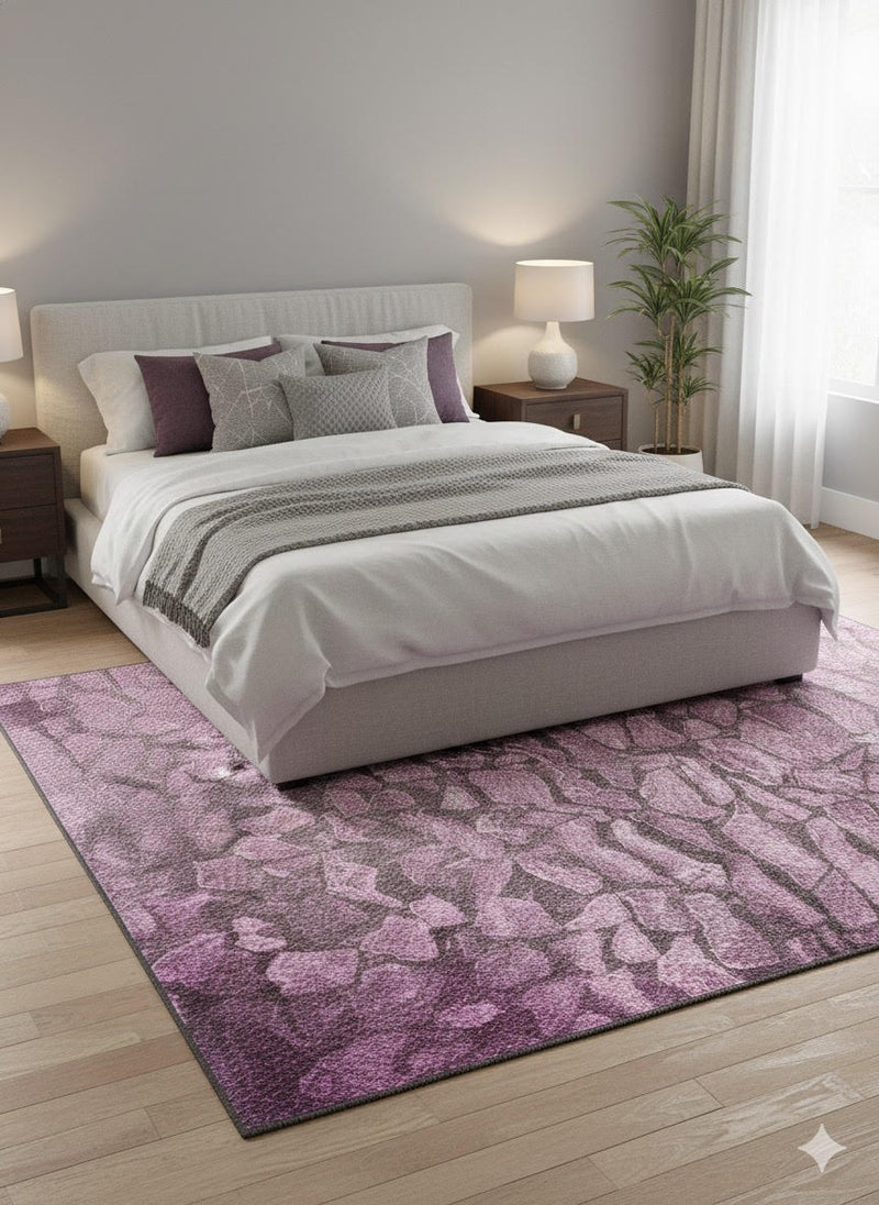 5' x 8' Purple Plum Lavender Abstract Floral Modern Area Rug