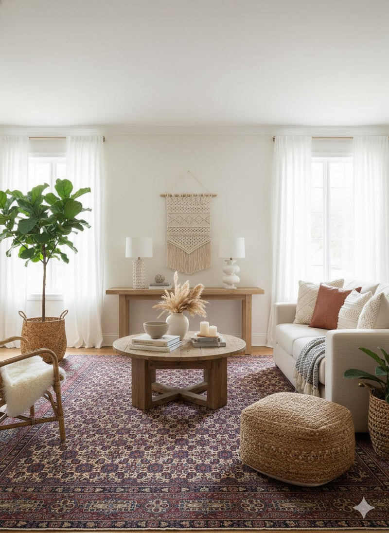 5' x 8' Deep Burgundy Warm Ivory Traditional Medallion Area Rug