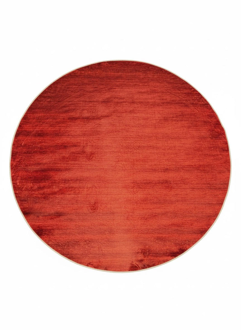 7' Round Dark Red Rust Solid Modern Area Rug