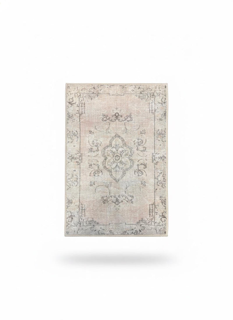 2' x 3' Beige & Light Gray Medallion Vintage Rectangular Area Rug