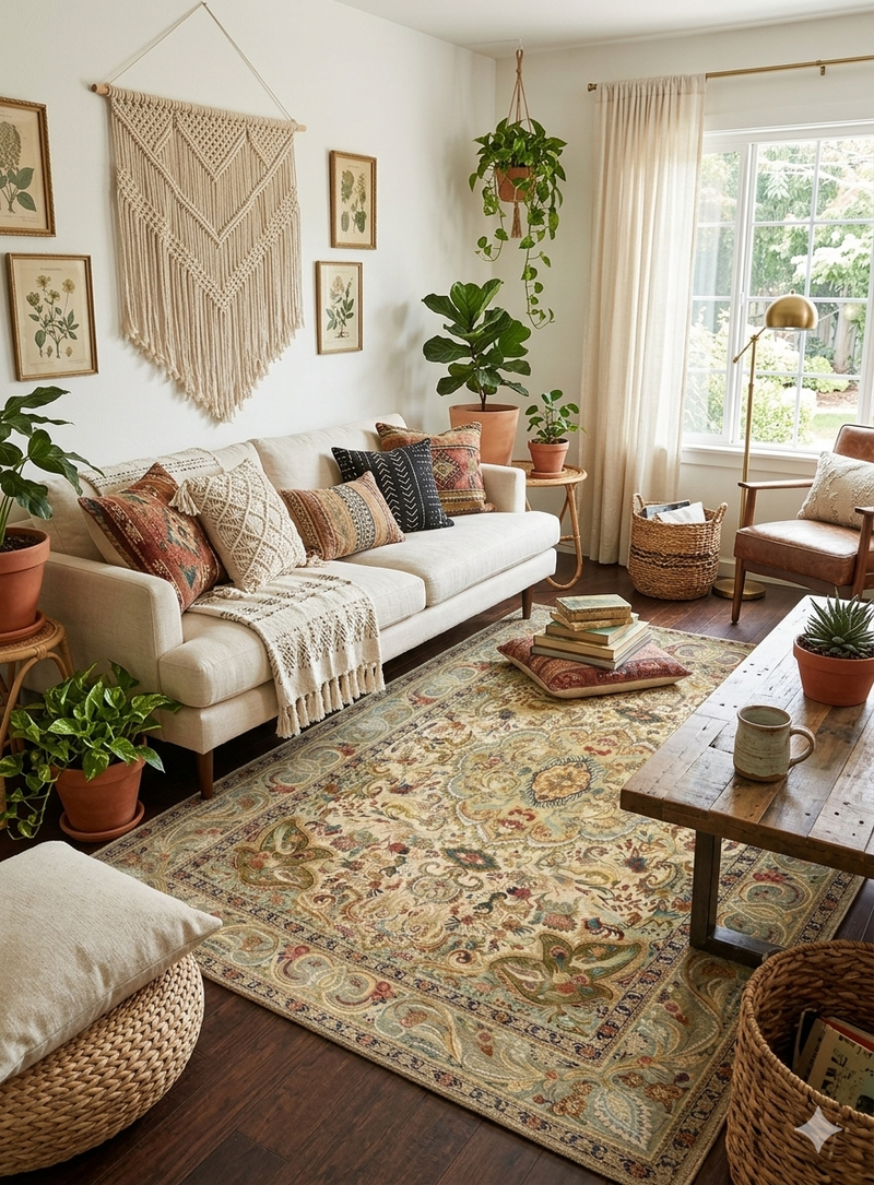 5' x 8' Multi Color Floral Medallion Traditional Area Rug