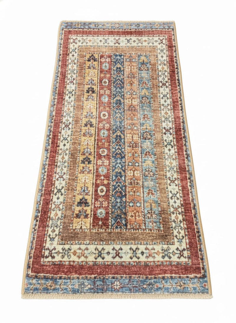 2' x 4' Multi Color Striped Bohemian Rectangular Area Rug