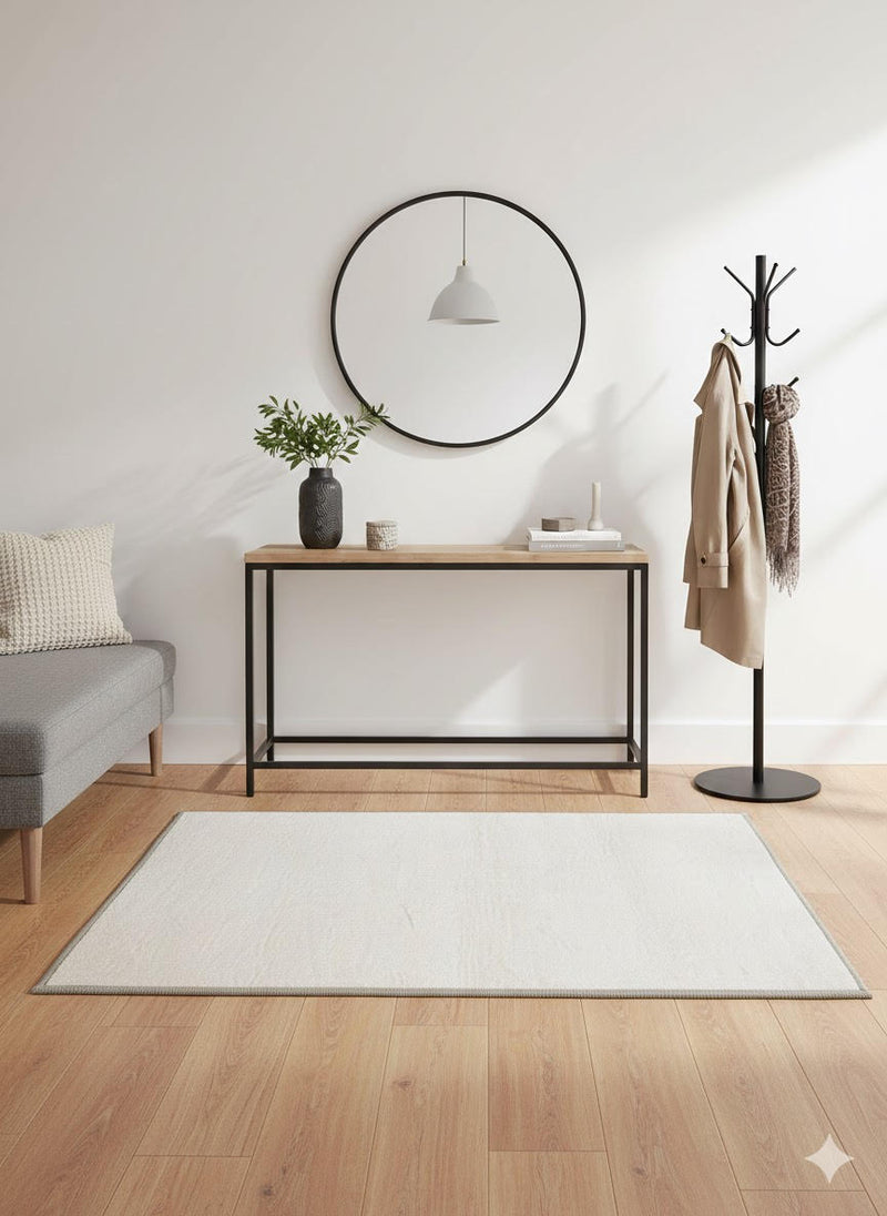 2' x 3' Ivory & Gray Off-White Solid Minimalist Rectangular Area Rug