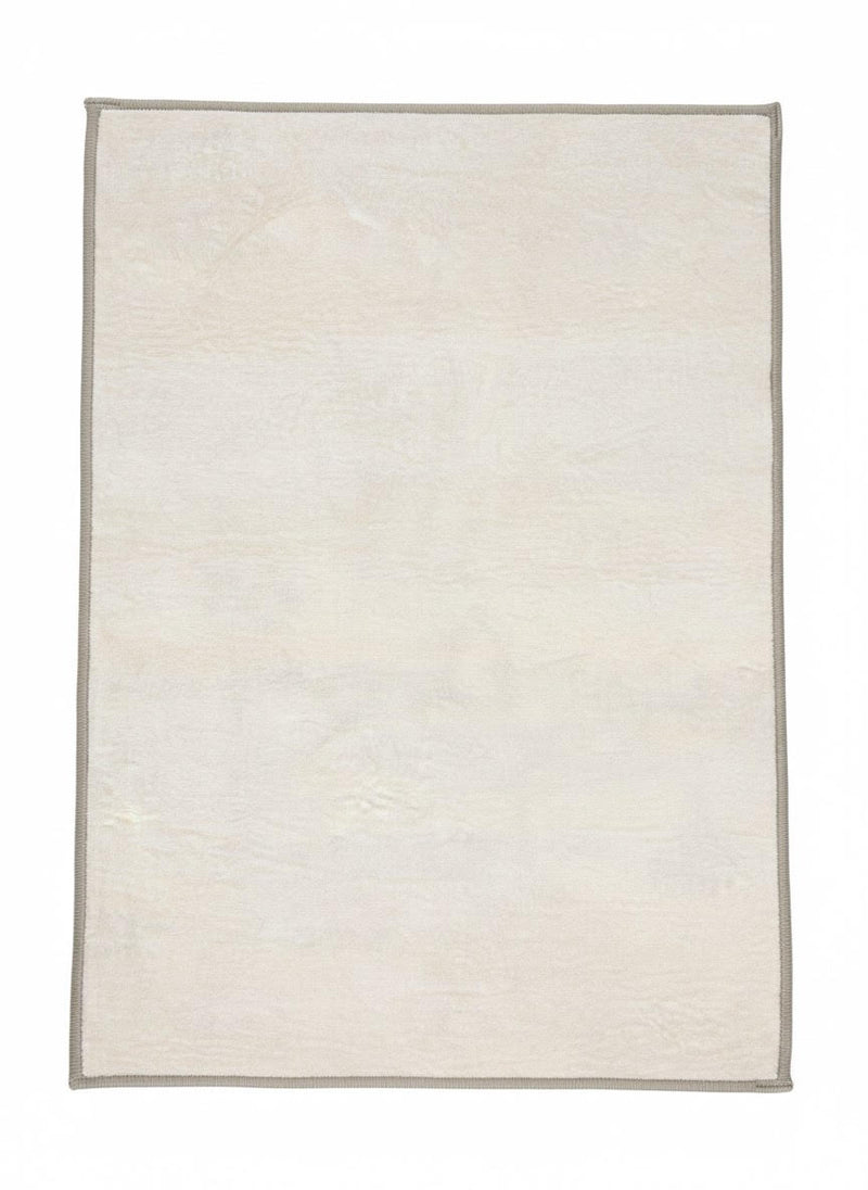 2' x 3' Ivory & Gray Off-White Solid Minimalist Rectangular Area Rug