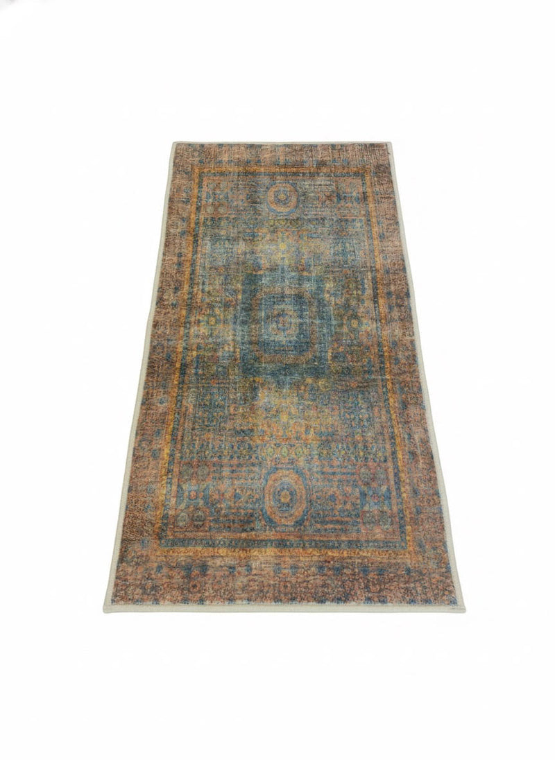 2' x 5' Rectangle Multi Color Distressed Medallion Vintage Area Rug