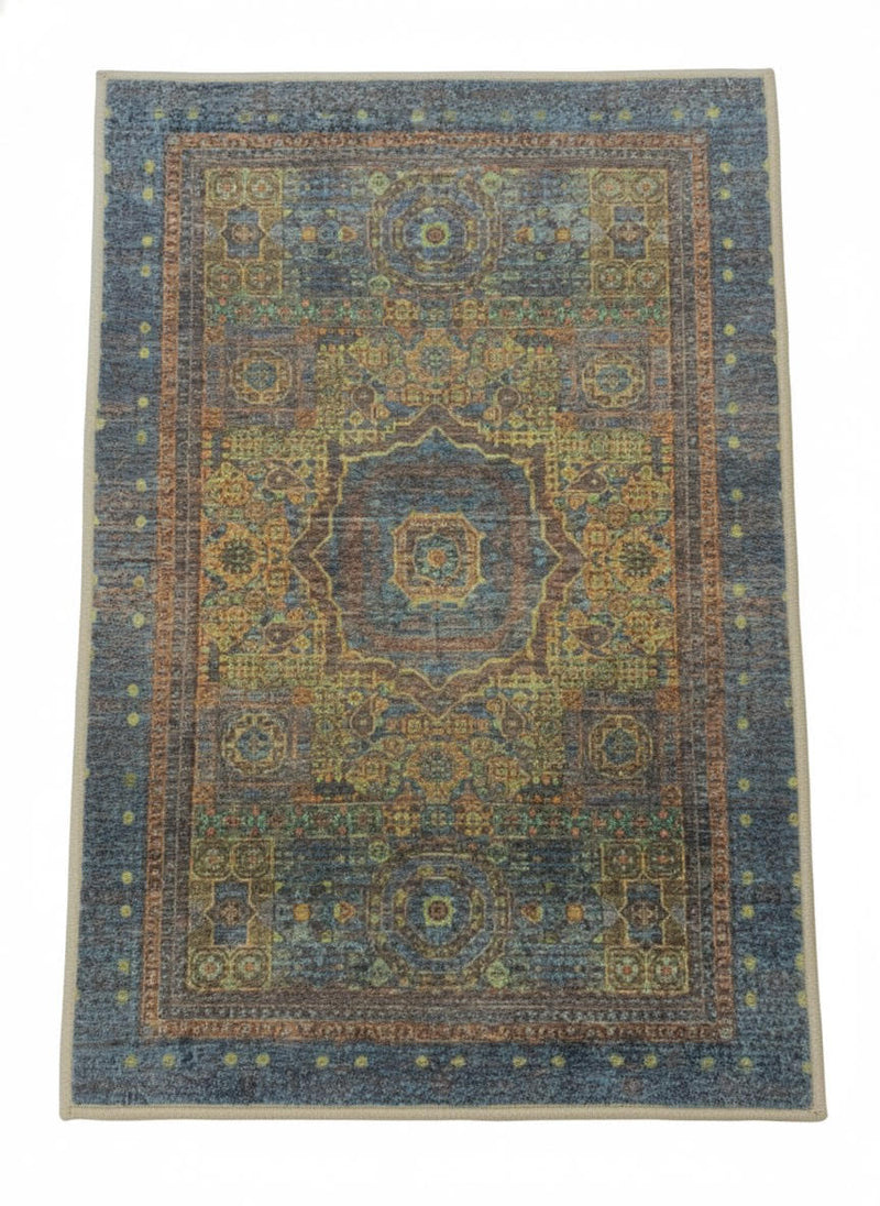 2' x 3' Rectangle Multi Color Distressed Medallion Vintage Area Rug