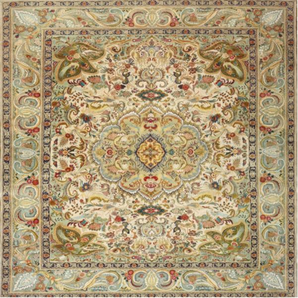 5' x 5' Square Multi Color Floral Traditional Area Rug