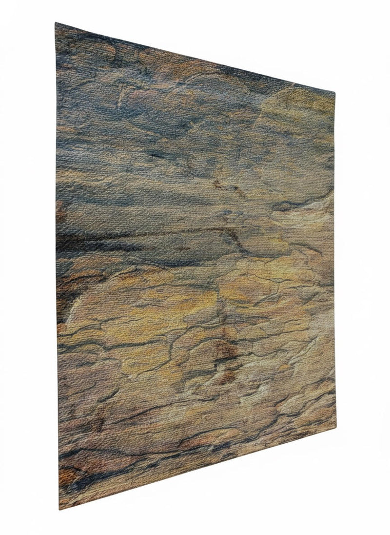 5' x 7' Rectangular Blue Brown Tan Gold Abstract Modern Area Rug