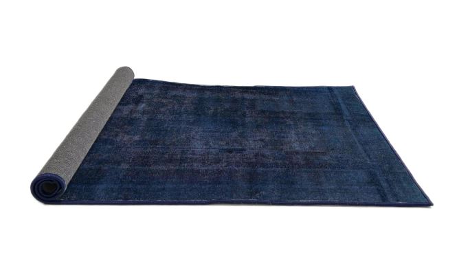 5' x 8' Rectangular Navy Blue Distressed Solid Modern Area Rug
