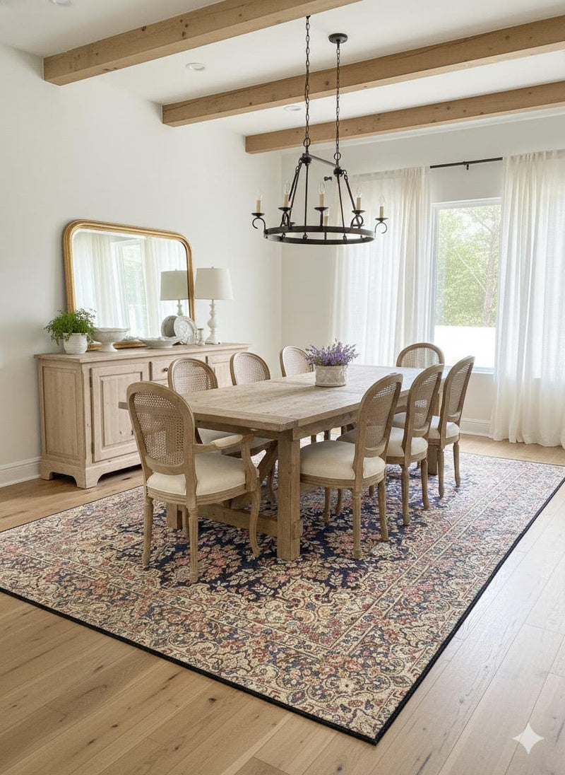 7' x 10' Rectangular Multi Color Floral Medallion Traditional Area Rug