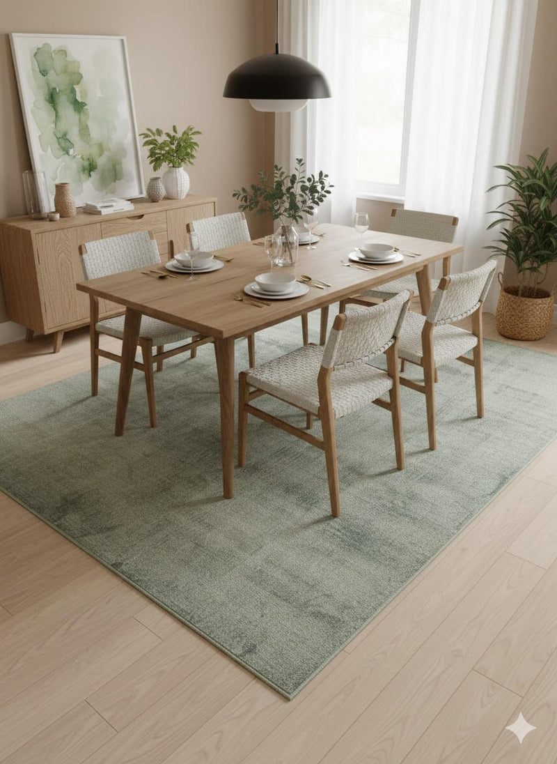 8' × 10' Rectangular Sage Green Distressed Solid Modern Area Rug